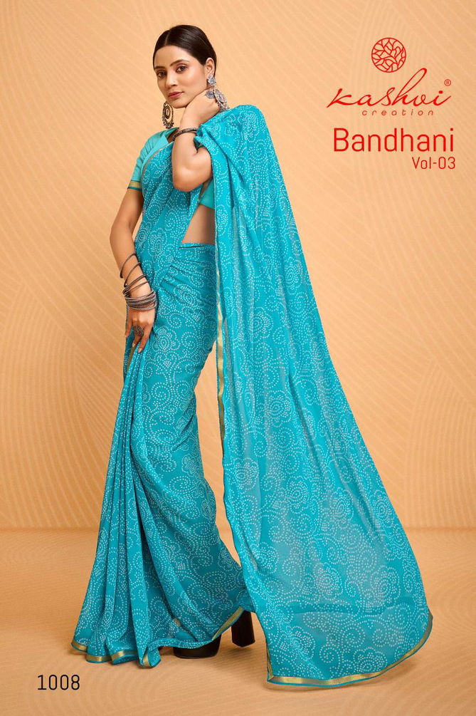 Bandhani Vol 3 By Kashvi Georgette Printed Sarees Wholesale Shop In Surat